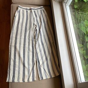 Striped Linen Cropped Pants XS